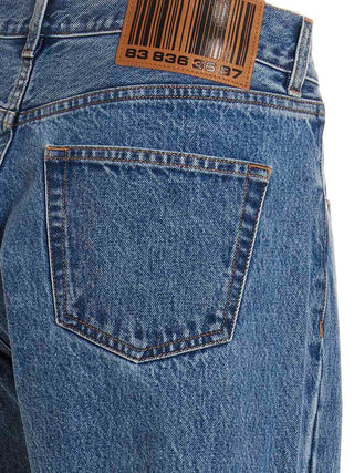 Blue Cotton Straight-Leg Jeans