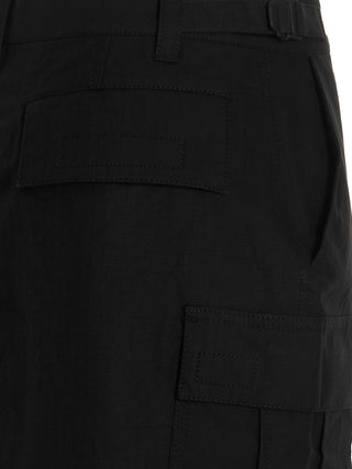 Falda midi negra de algodón