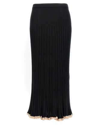 Black Silk Midi Skirt