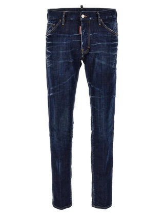 Jeans ajustados de algodón azul