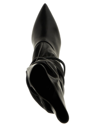 Black Lamb Leather Ankle Boots