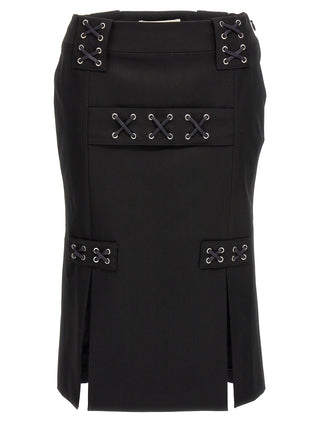 Black Wool Midi Skirt