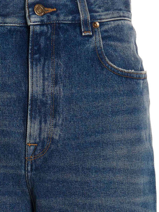Blue Cotton Straight-Leg Jeans