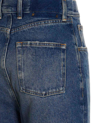 Blue Cotton Straight-Leg Jeans