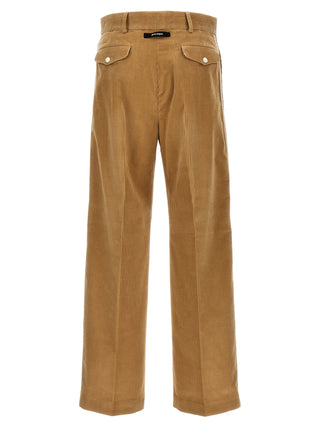 Beige Cotton Casual Pants