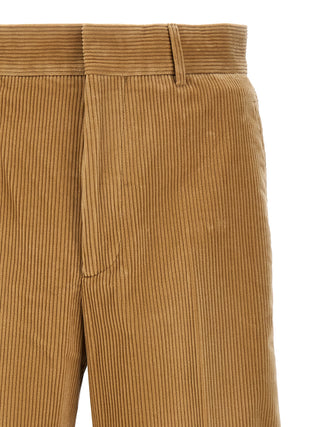 Beige Cotton Casual Pants