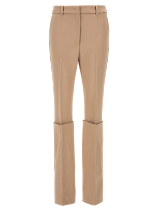 Beige Polyester Dress Pants