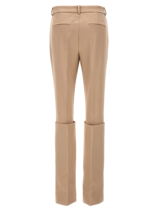 Beige Polyester Dress Pants