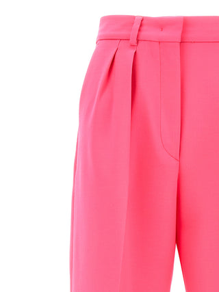 Fuchsia Virgin Wool Casual Pants