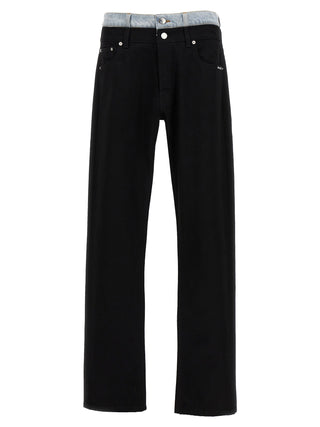 Black Cotton Straight-Leg Jeans