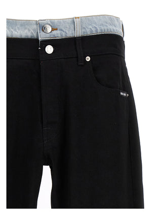 Black Cotton Straight-Leg Jeans