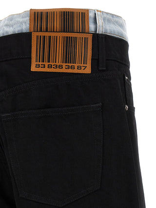 Black Cotton Straight-Leg Jeans