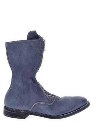 Purple Leather Ankle Boots
