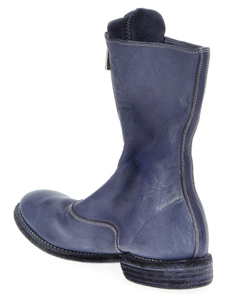 Purple Leather Ankle Boots