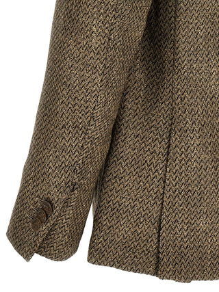Beige Alpaca Leather Blazer