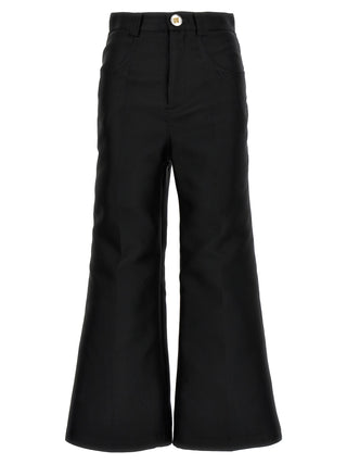 Black Polyester Flared Pants