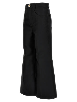 Black Polyester Flared Pants