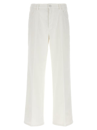 White Cotton Casual Pants