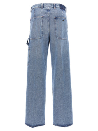 Jeans de algodón azul de corte relajado  