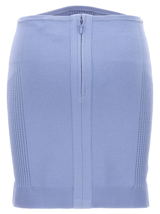 Blue Viscose Long Skirt