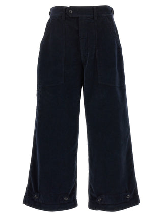 Blue Cotton Casual Pants