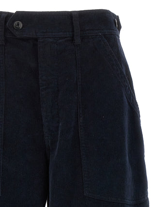 Blue Cotton Casual Pants