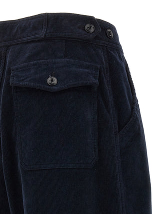 Blue Cotton Casual Pants