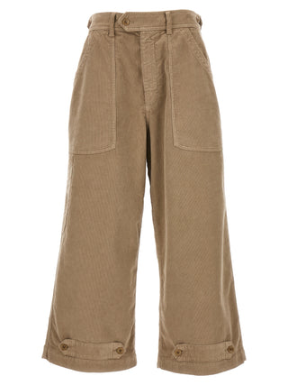 Beige Cotton Casual Pants