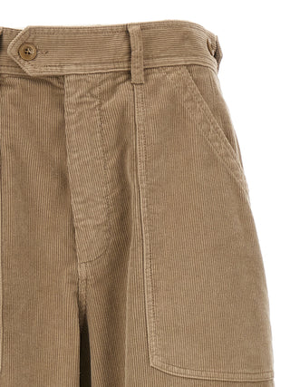 Beige Cotton Casual Pants
