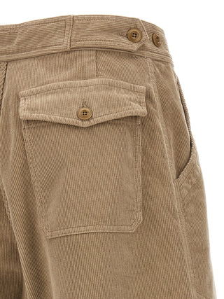 Beige Cotton Casual Pants