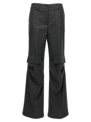Gray Virgin Wool Cargo Pants