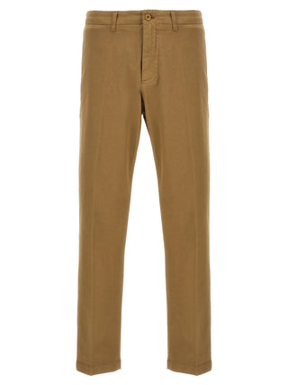 Beige Cotton Casual Pants