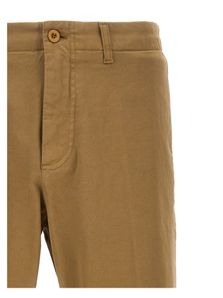 Beige Cotton Casual Pants