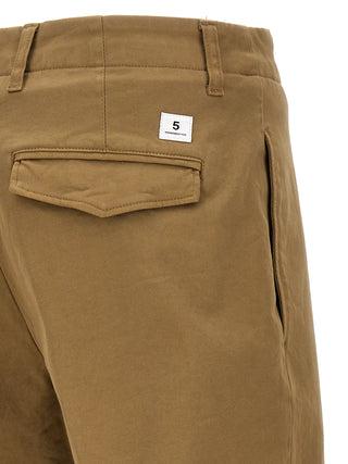 Beige Cotton Casual Pants