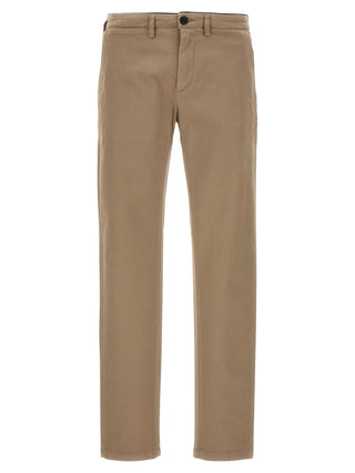 Beige Cotton Casual Pants