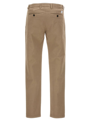 Beige Cotton Casual Pants