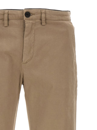 Beige Cotton Casual Pants