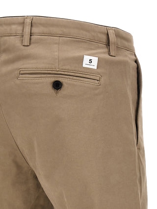 Beige Cotton Casual Pants
