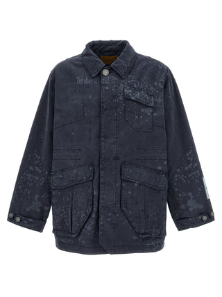 Blue Cotton Full-Length Jacket