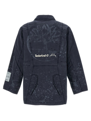 Blue Cotton Full-Length Jacket