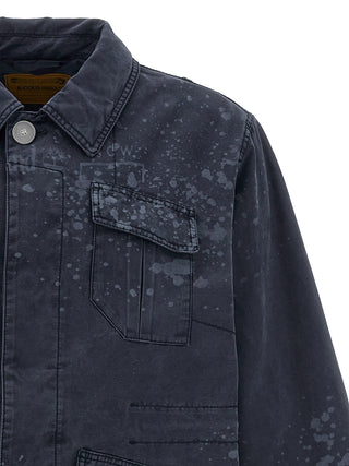 Blue Cotton Full-Length Jacket