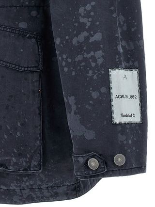 Blue Cotton Full-Length Jacket