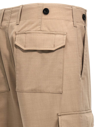 Beige Polyester Cargo Pants