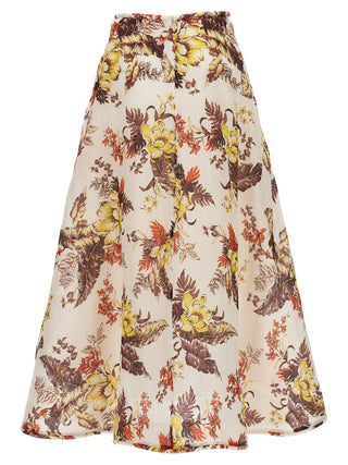 Multicolor Linen Midi Skirt