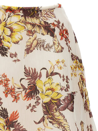 Multicolor Linen Midi Skirt