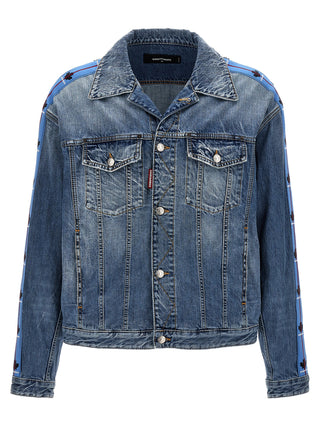 Chaqueta azul de mezclilla de algodón