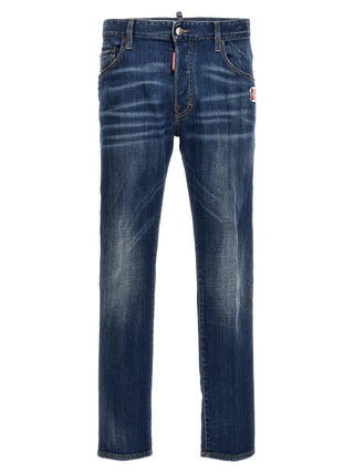 Jeans de algodón azul de corte relajado  