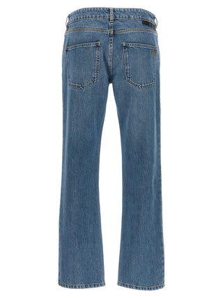 Blue Cotton Cropped Jeans