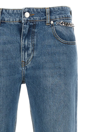 Blue Cotton Cropped Jeans