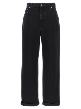Jeans de algodón negro de corte relajado
